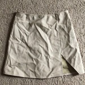 Beige Mini Skirt w/ Slit